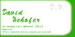 david wehofer business card