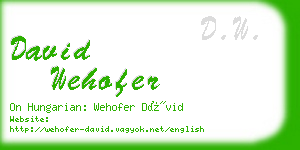 david wehofer business card